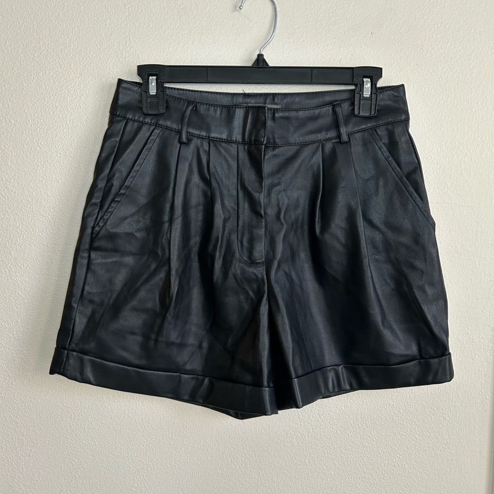 Primark Black Faux Leather High Waisted Shorts Size 6